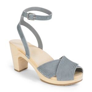 Swedish Hasbeens Strappy Peep Toe Sandals Clogs gray platform eu40, us 8.5-9